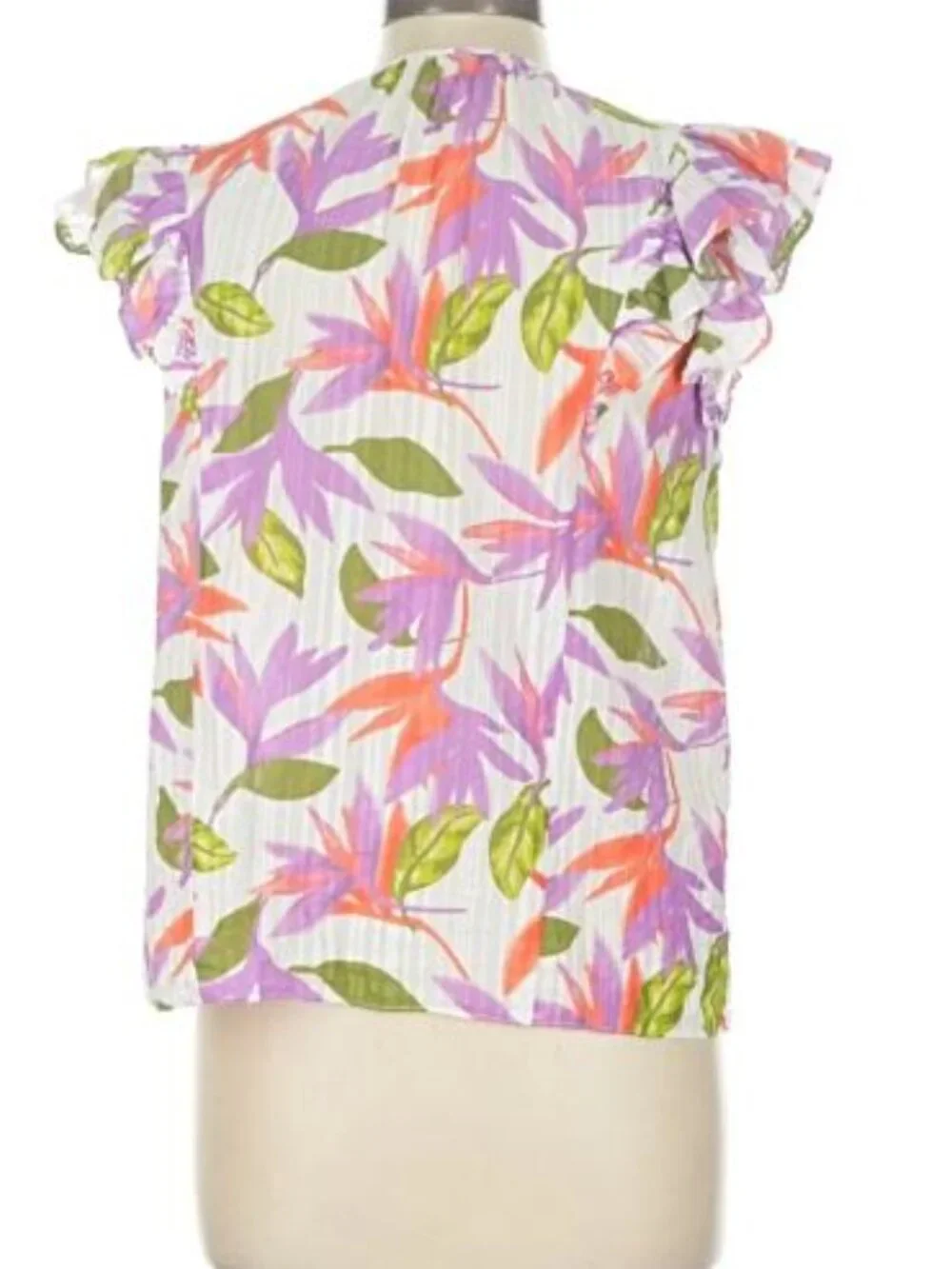 Ramy Brooks Orla Floral Top Large Multicolor Ruffle Sleeveless Blouse Cotton - Picture 4 of 10